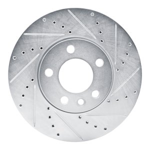 Volkswagen TRANSportER Brake Rotor (1) - Front Right - R1 Concepts - Drilled & Slotted - Silver - `10-`24